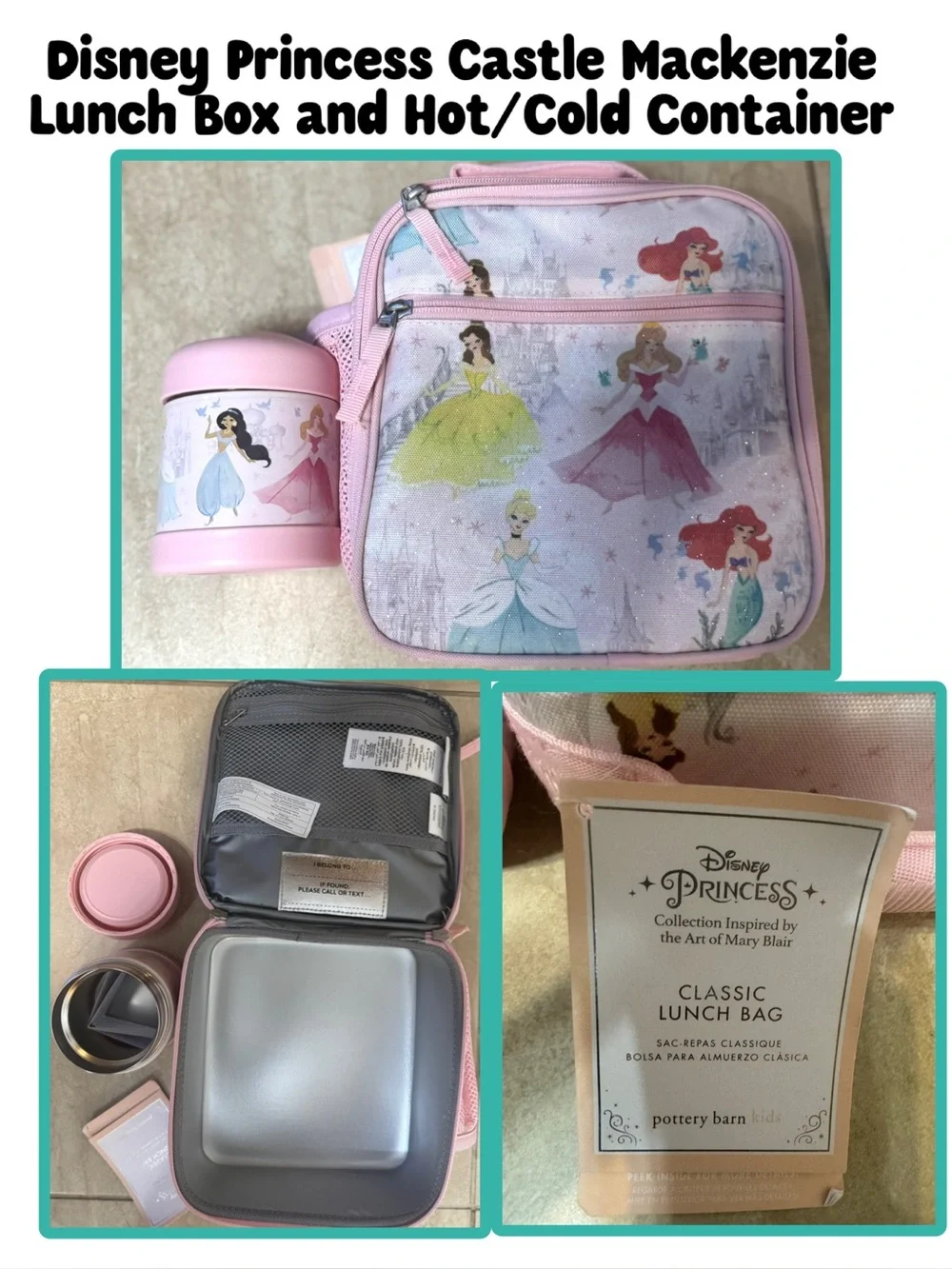 Disney Princess Castle Mackenzie Lunch Box and Hot/Cold Container - Picture 1 of 12